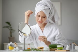 Focus on self-care activities, such as skincare routines, journaling, and wellness practices